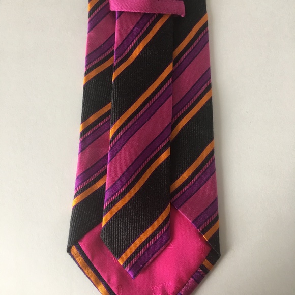ETRO Milano Italy Striking Striped 100% Silk Tie - Picture 5 of 8